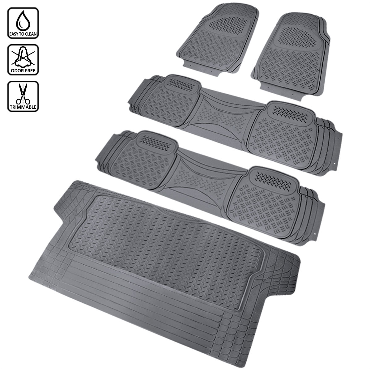 Spec-D Tuning mat-4201gry | SPEC-D Tuning Pvc Floor Mat 4 Pieces Set Grey & Trunk Piece