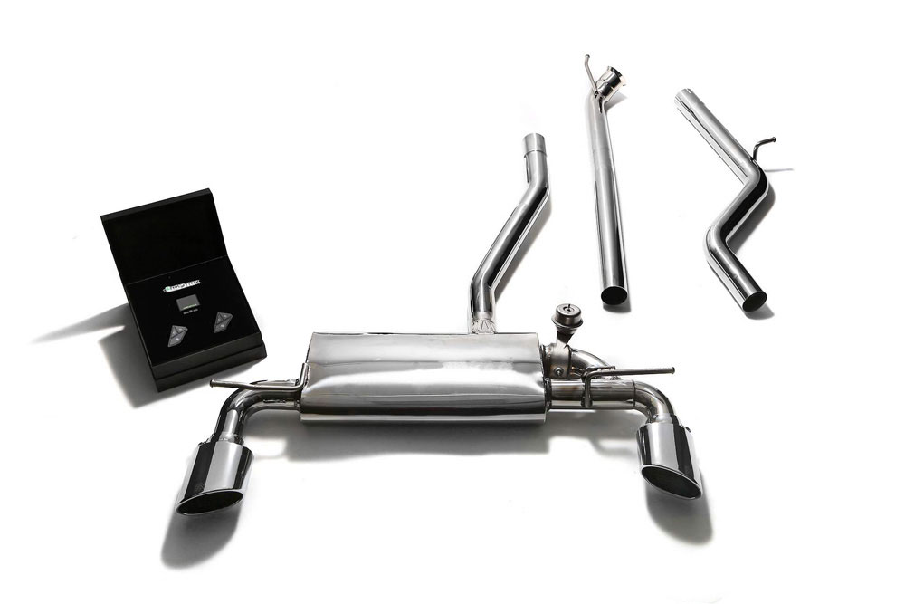 Armytrix MBA25-DS18C | ARMYTRIX Stainless Steel Valvetronic Catback Exhaust System Mercedes-Benz W176/A250 with Dual Chrome Silver Tips; 2013-2015