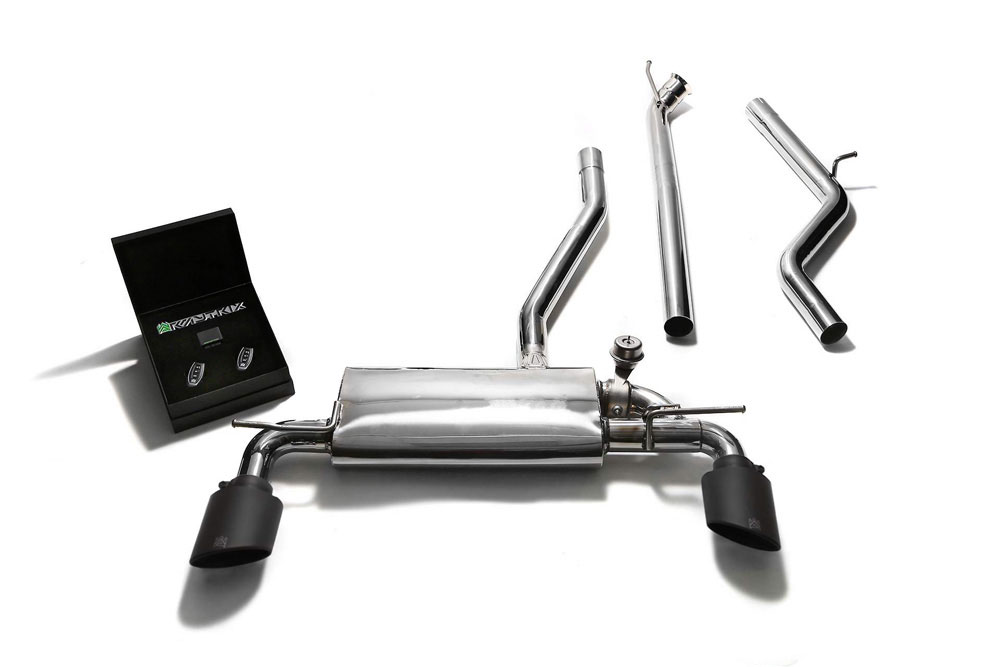 Armytrix MBA25-DS18M | ARMYTRIX Stainless Steel Valvetronic Catback Exhaust System Mercedes-Benz W176/A250 with Dual Matte Black Tips; 2013-2015