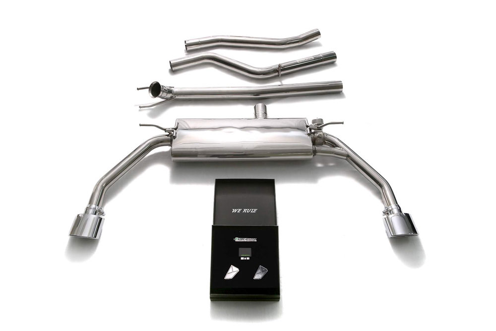 Armytrix MBL25-DS19C | ARMYTRIX Stainless Steel Valvetronic Catback Exhaust System Mercedes-Benz X117 CLA250 2WD with Dual Chrome Silver Tips; 2014-2017