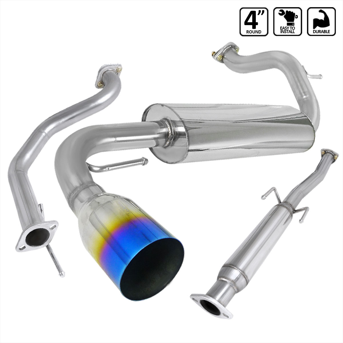 Spec-D Tuning mfcat2-crx88t-sd | SPEC-D Tuning Honda CRX 2.5 Inch Inlet N1 Style Catback Exhaust With Burnt Tip; 1988-1991