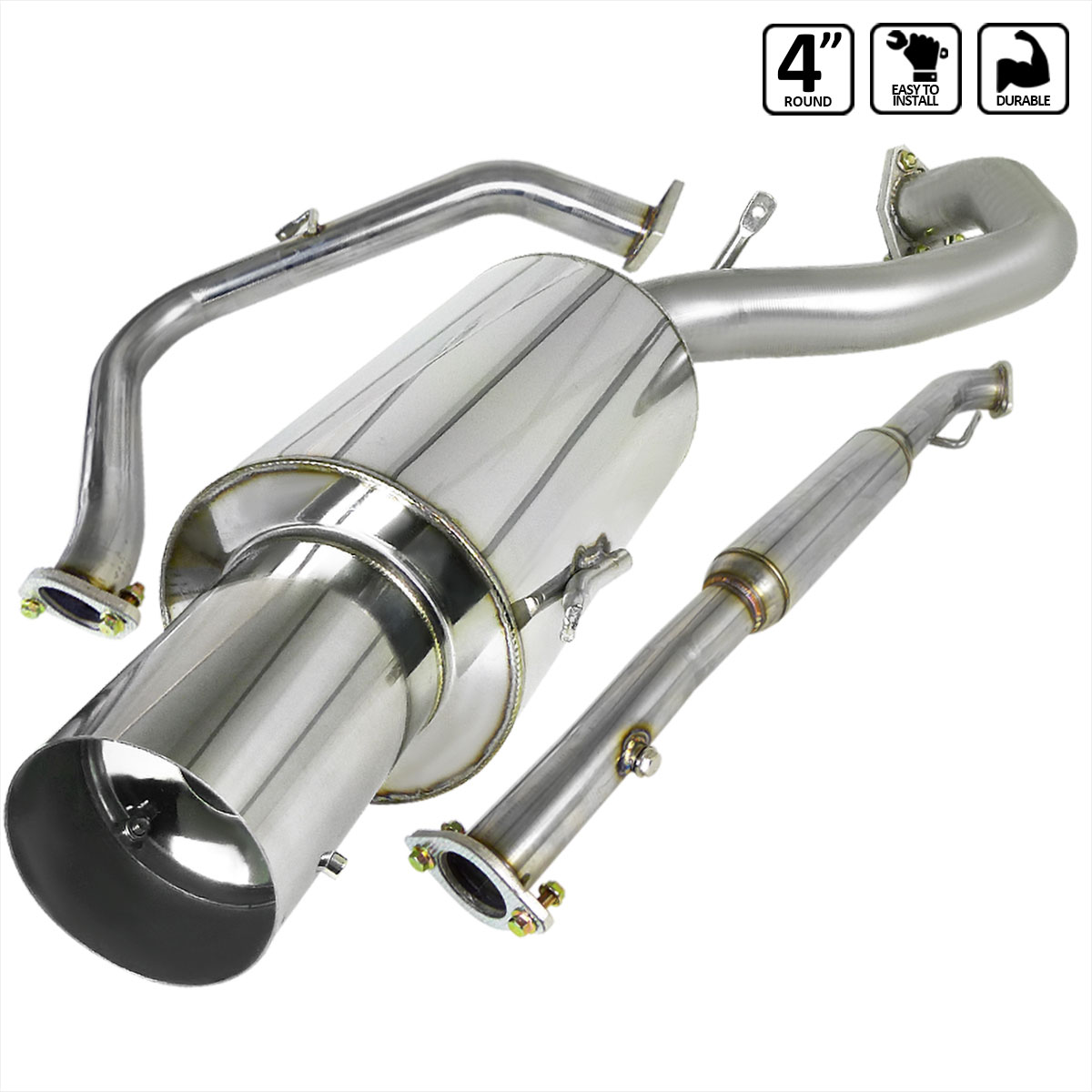 Spec-D Tuning mfcat2-elp95nt | SPEC-D Tuning Mitsubishi Eclipse 2.5 Inch Inlet N1 Style Catback Exhaust Non Turbo; 1995-1999