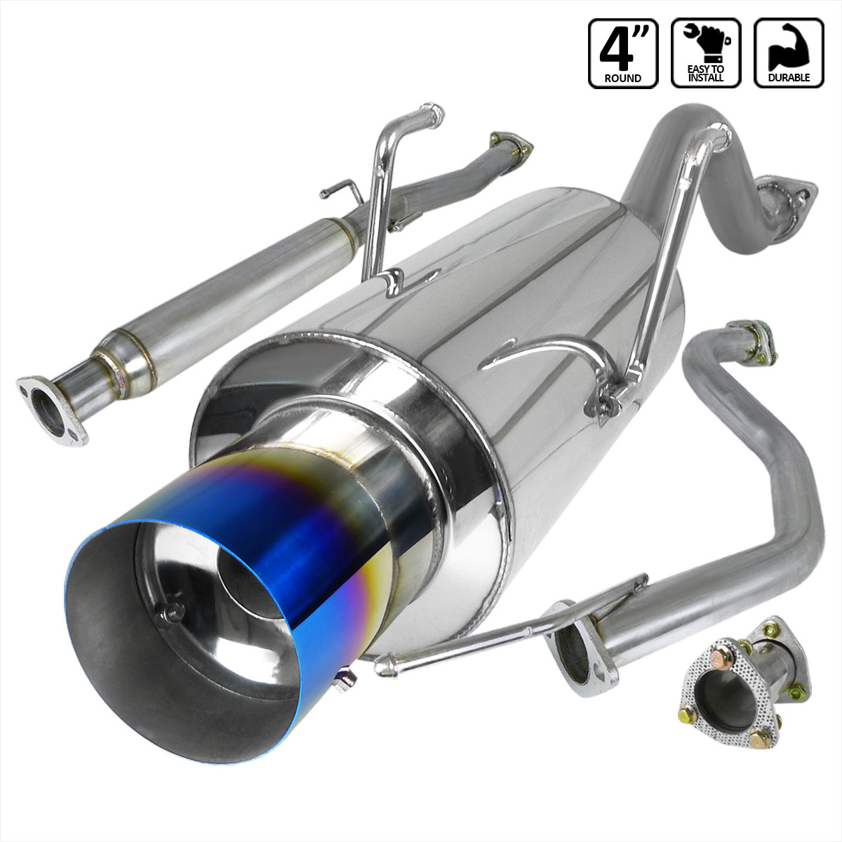 Spec-D Tuning mfcat2-int94gsrt-sd | SPEC-D Tuning Acura Integra 2.5 Inch Inlet N1 Style Catback Exhaust With Burnt Tip Gsr Only; 1994-2001