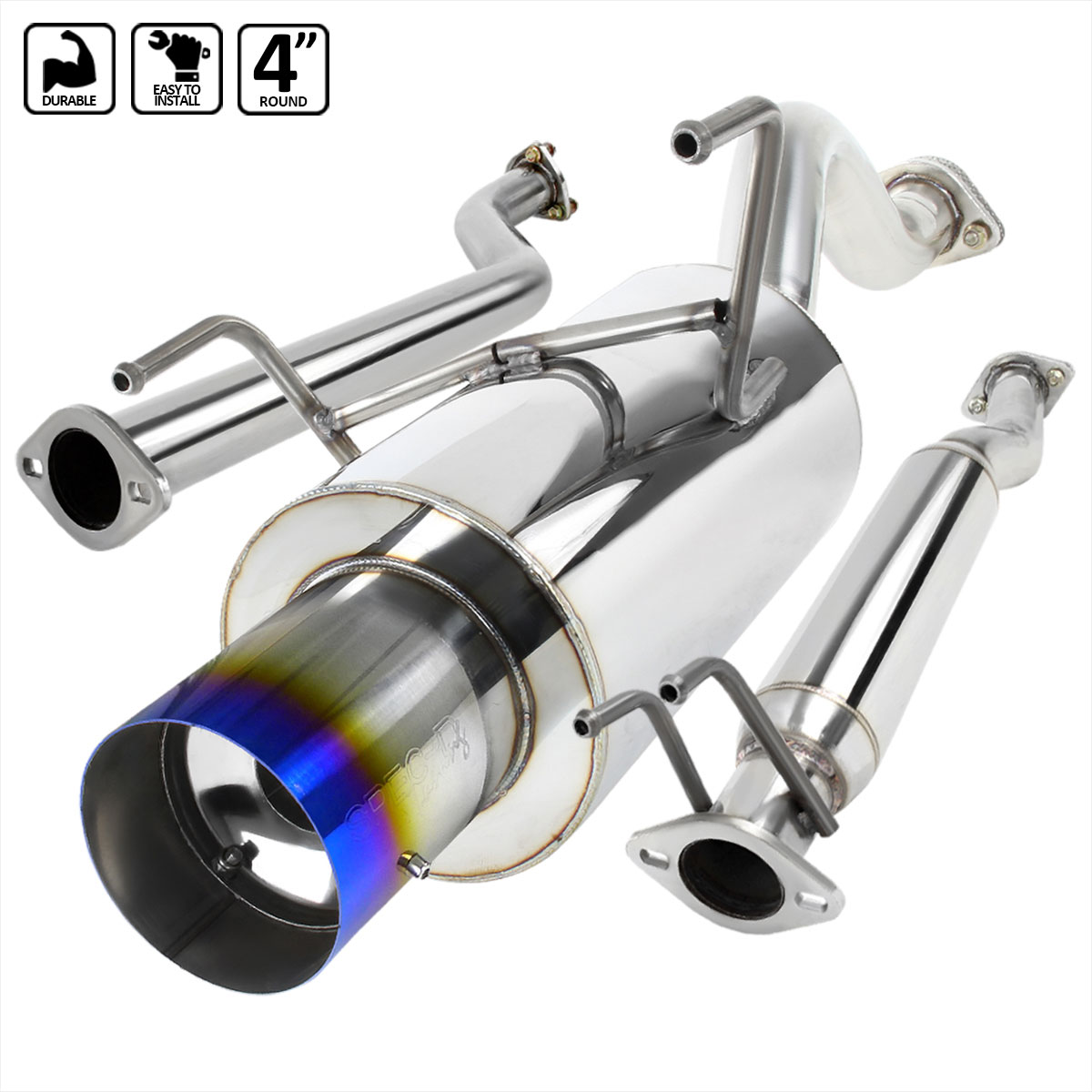 Spec-D Tuning mfcat2-rsx02t-sd | SPEC-D Tuning Acura RSX 2.5 Inch Inlet N1 Style Catback Exhaust With Burnt Tip; 2002-2006