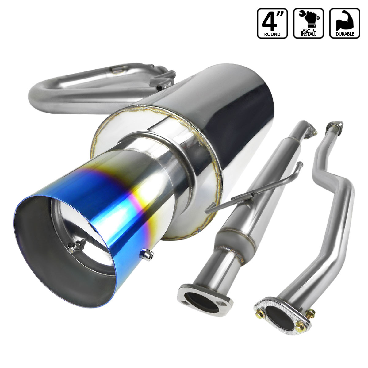 Spec-D Tuning mfcat2-tc05t-sd | SPEC-D Tuning Scion tC 2.5 Inch Inlet N1 Style Catback Exhaust With Burnt Tip; 2005-2010