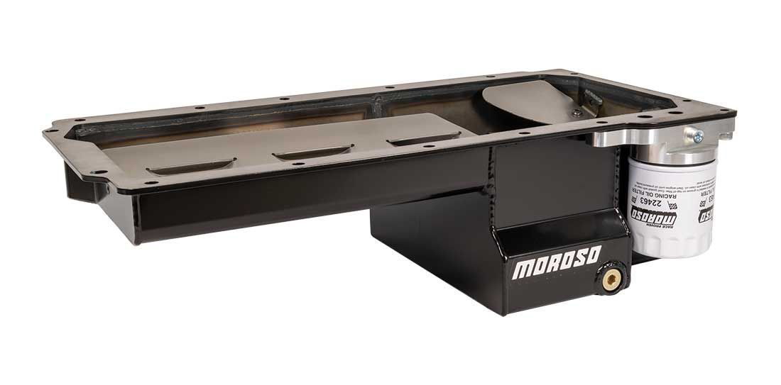 Moroso 20152 | Dart LS Next Swap (w/Aluminum Spacers) Wet Sump 7qt 6in Road Race Baffled Steel Oil Pan