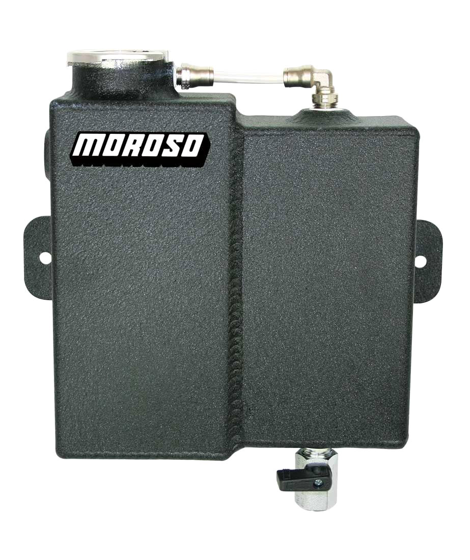 Moroso 63775 | Universal Dual Coolant Expansion/Recovery Catch Tank - Black Powder Coat