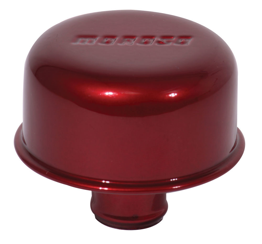 Moroso 68718 | Valve Cover Breather - 1.22in Diameter - One Piece Push-In Type - Red Powder Coat