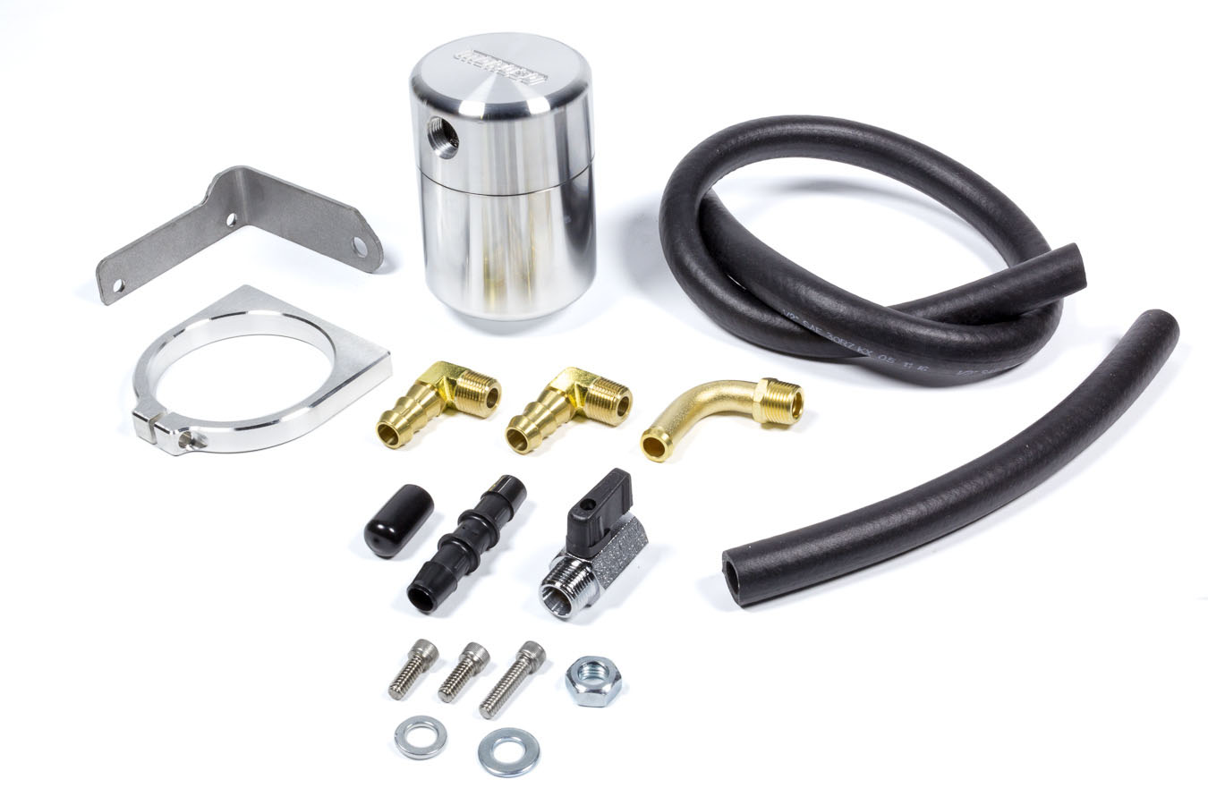 Moroso 85530 | 15-Up Dodge Challenger 5.7/6.4L (w/Shaker Hood) Air/Oil Separator Catch Can - Billet Aluminum; 2015-2021