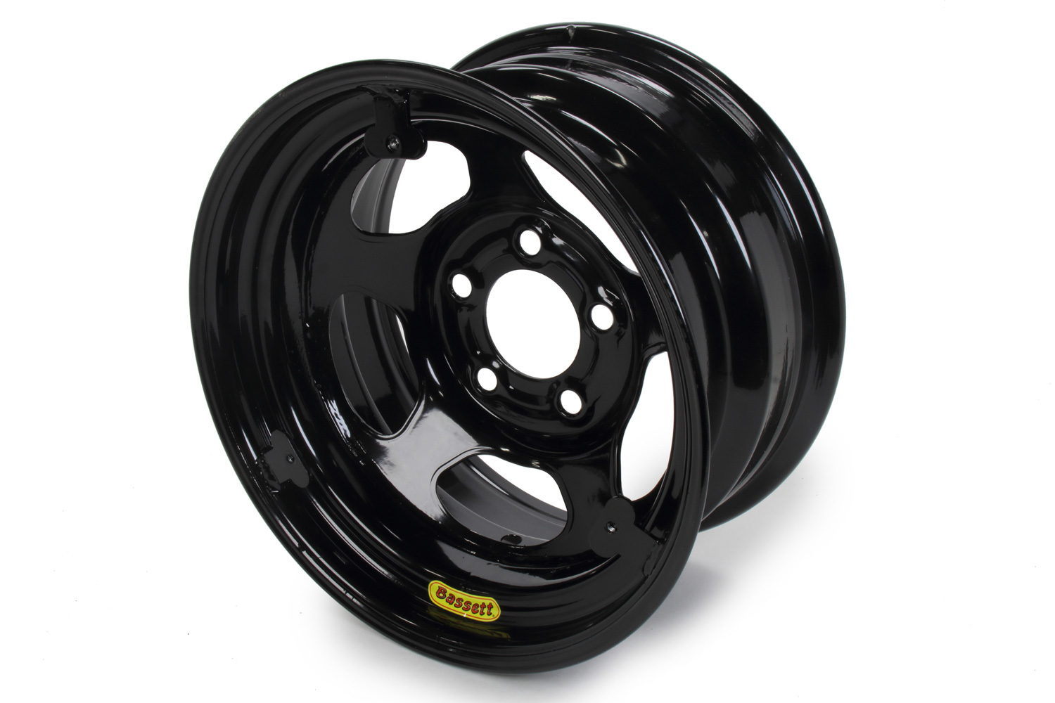 Bassett 58r53ebtab | BASSETT Wheel 15x8 Black Inerita 5x5 w/ Mudcover Tabs