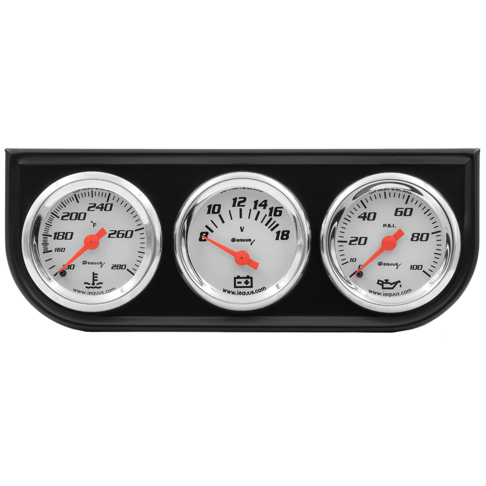 Equus e5100 | EQUUS 1-1/2 Dia Triple Gauge Set w/Black Panel