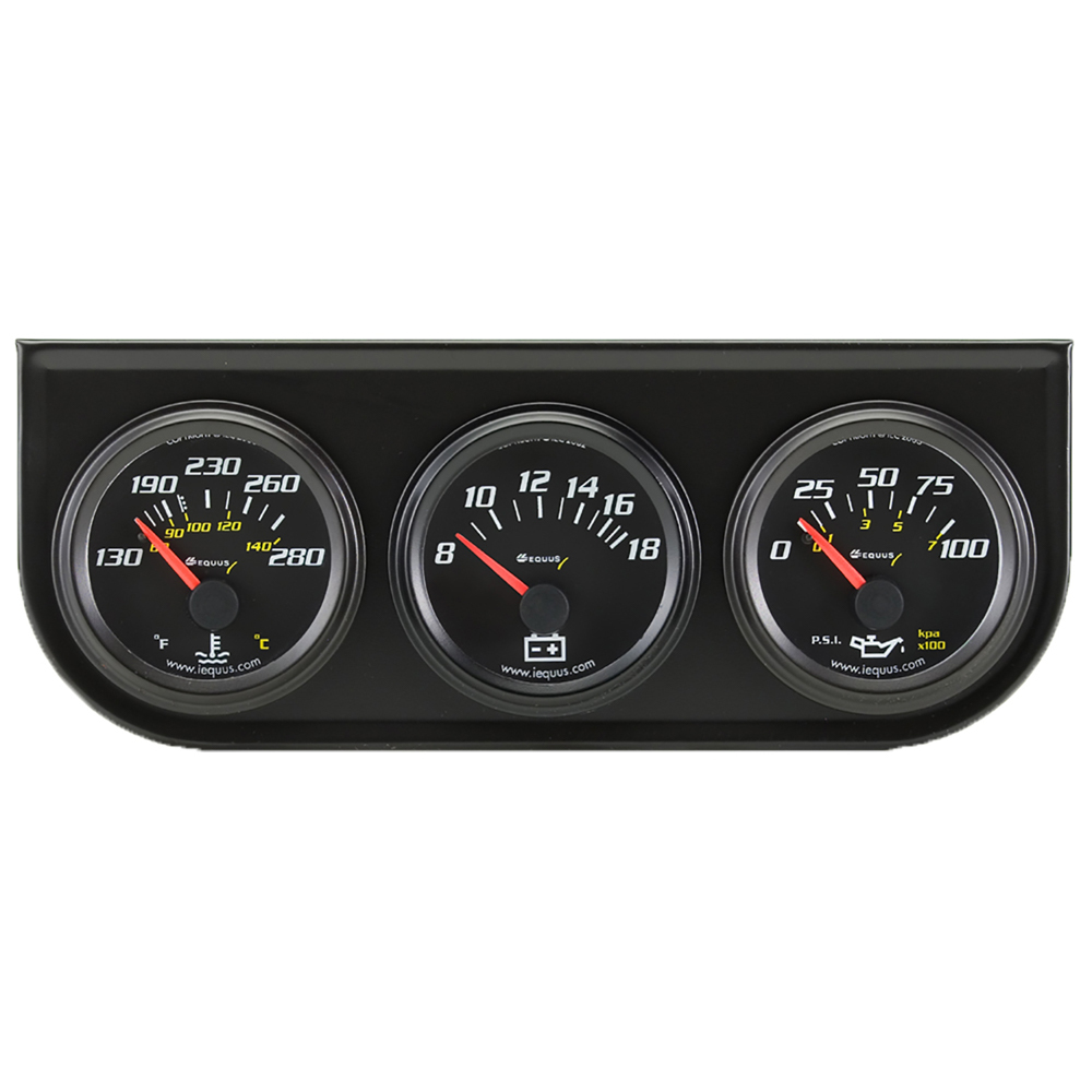 Equus e6200 | EQUUS 2.0 Dia Triple Gauge Set w/Black Panel