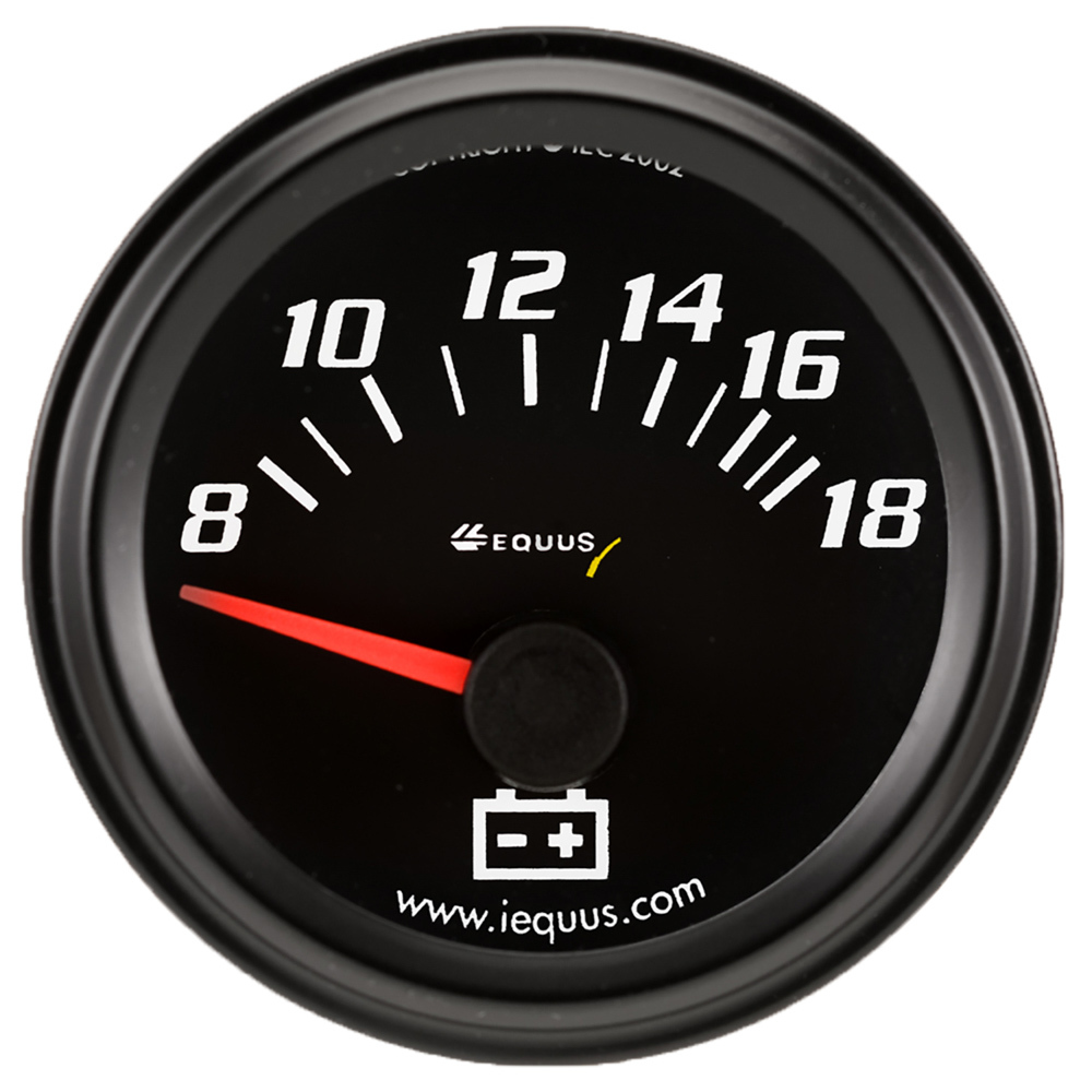 Equus e6268 | EQUUS 2.0 Dia Voltmeter Gauge Black 8-18 Volts