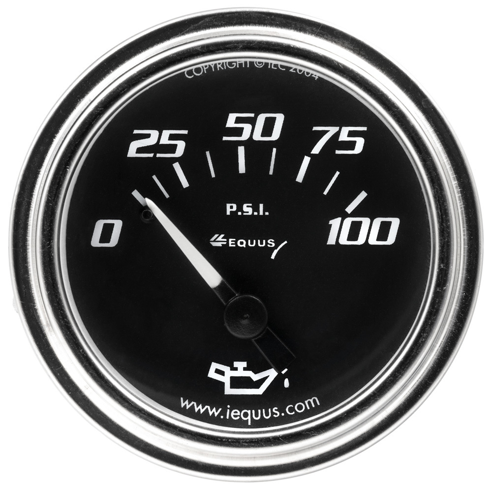 Equus e7234 | EQUUS 2.0 Dia Oil Pressure Gauge Chrome 0-100psi