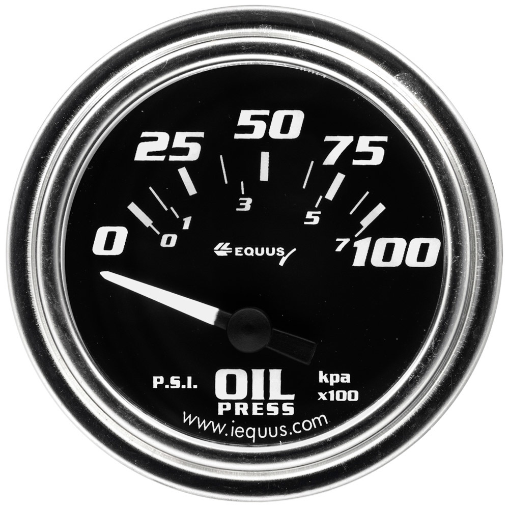 Equus e7264 | EQUUS 2.0 Dia Oil Pressure Gauge Chrome 0-100psi