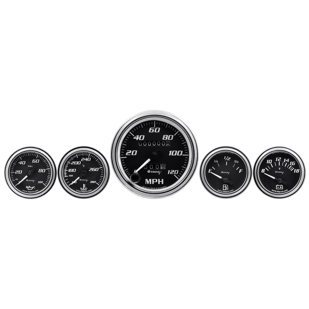 Equus e7500 | EQUUS 5-Piece Gauge Set Black Face/Chrome Bezel