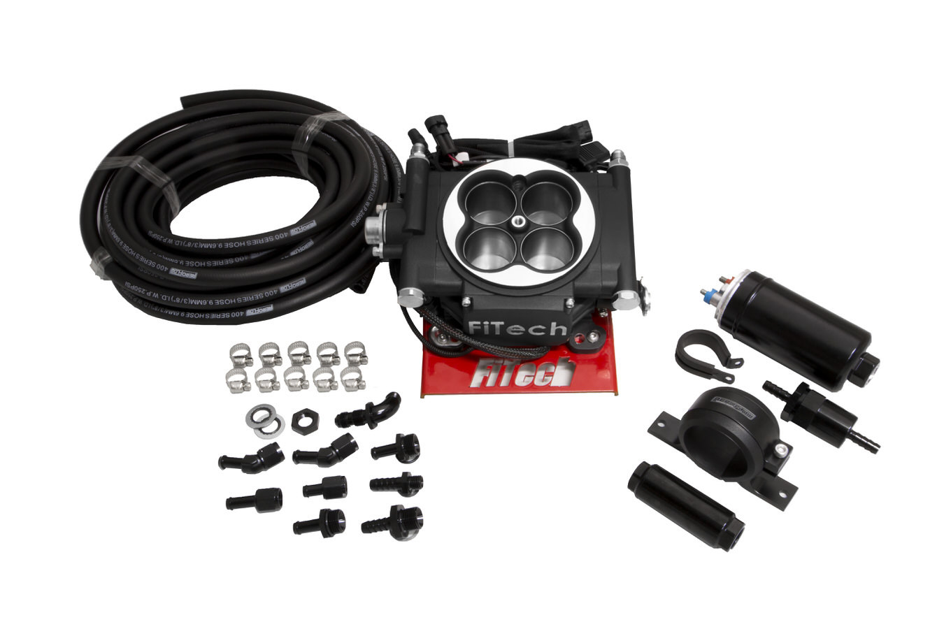 Fitech Fuel Injection 31002 | FiTECH FUEL INJECTION Go EFI 4 Master Kit System Black Finish