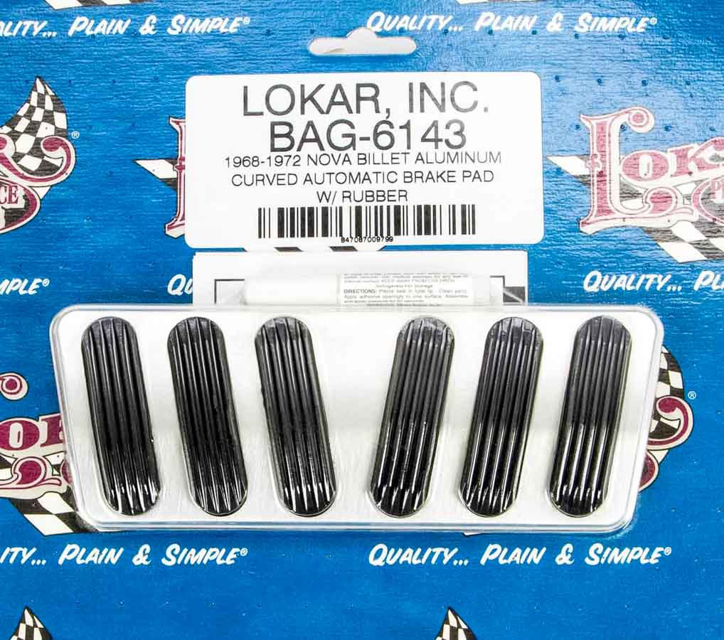 Lokar bag-6143 | LOKAR 68-72 Nova Billet Brake Pad w/Rubber; 1968-1972