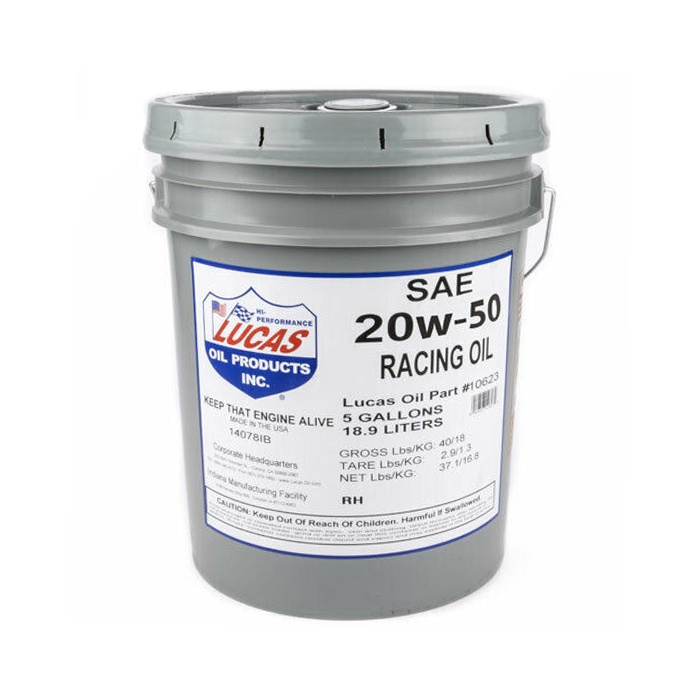 Lucas Oil 10623 | LUCAS OIL SAE 20W-50 Racing Motor Oil 5 Gallon Pail