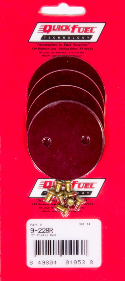 Quick Fuel Technology 9-228rqft | QUICK FUEL TECHNOLOGY 2in Throttle Plates Red Anodized (4 Pack)