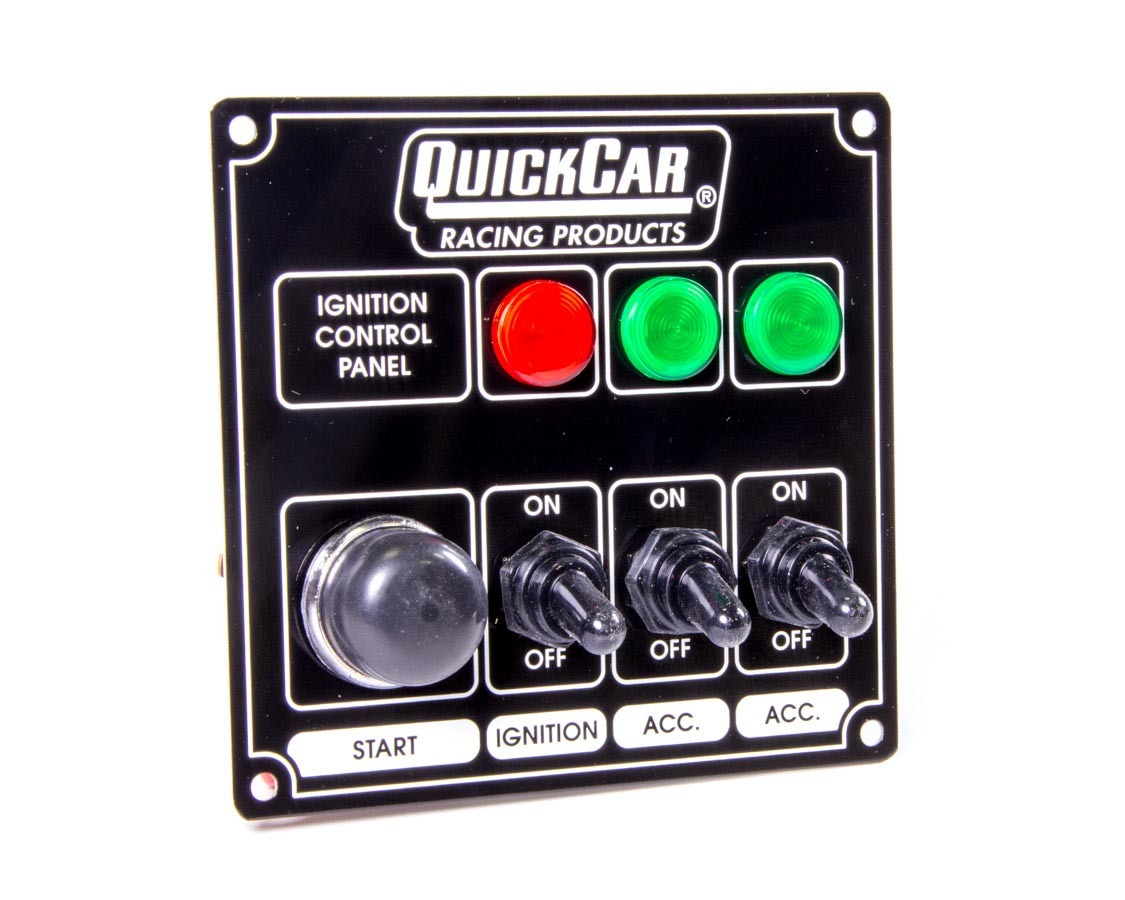 Quickcar Racing Products 50-825 | QUICKCAR RACING PRODUCTS Ignition Panel Black w/ 2 Acc. & Lights