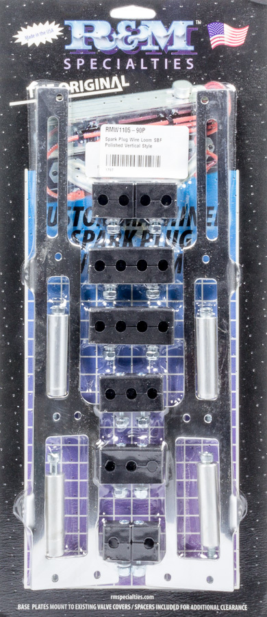 R And M Specialties 1105-90-p | R AND M SPECIALTIES Spark Plug Wire Loom SBF Polished Vertical Style