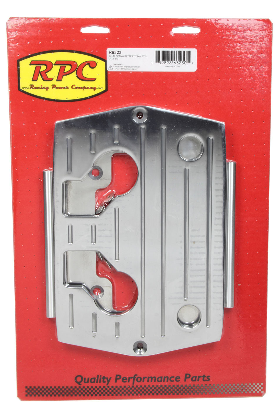 Racing Power Co-Packaged r6323 | RACING POWER CO-PACKAGED Optima Alum Ball Milled Battery Tray Polished