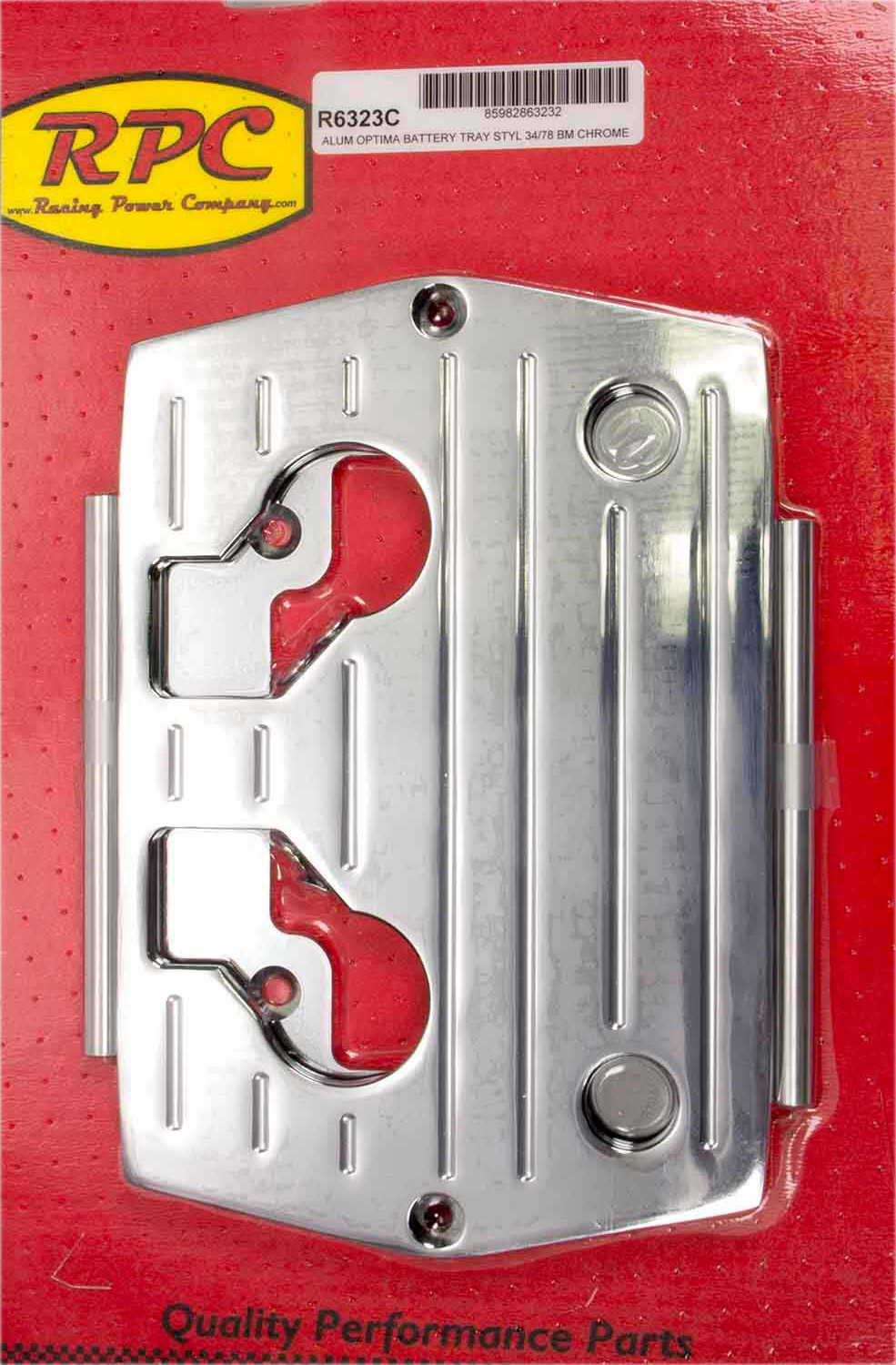 Racing Power Co-Packaged r6323c | RACING POWER CO-PACKAGED Optima Alum Ball Milled Battery Tray Chrome