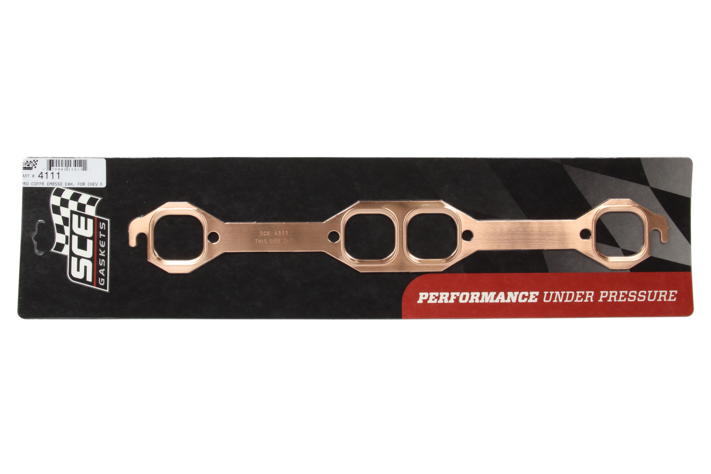 SCE Gaskets 4111 | SCE GASKETS 18 Degree SBC Copper Embossed Exhaust Gasket