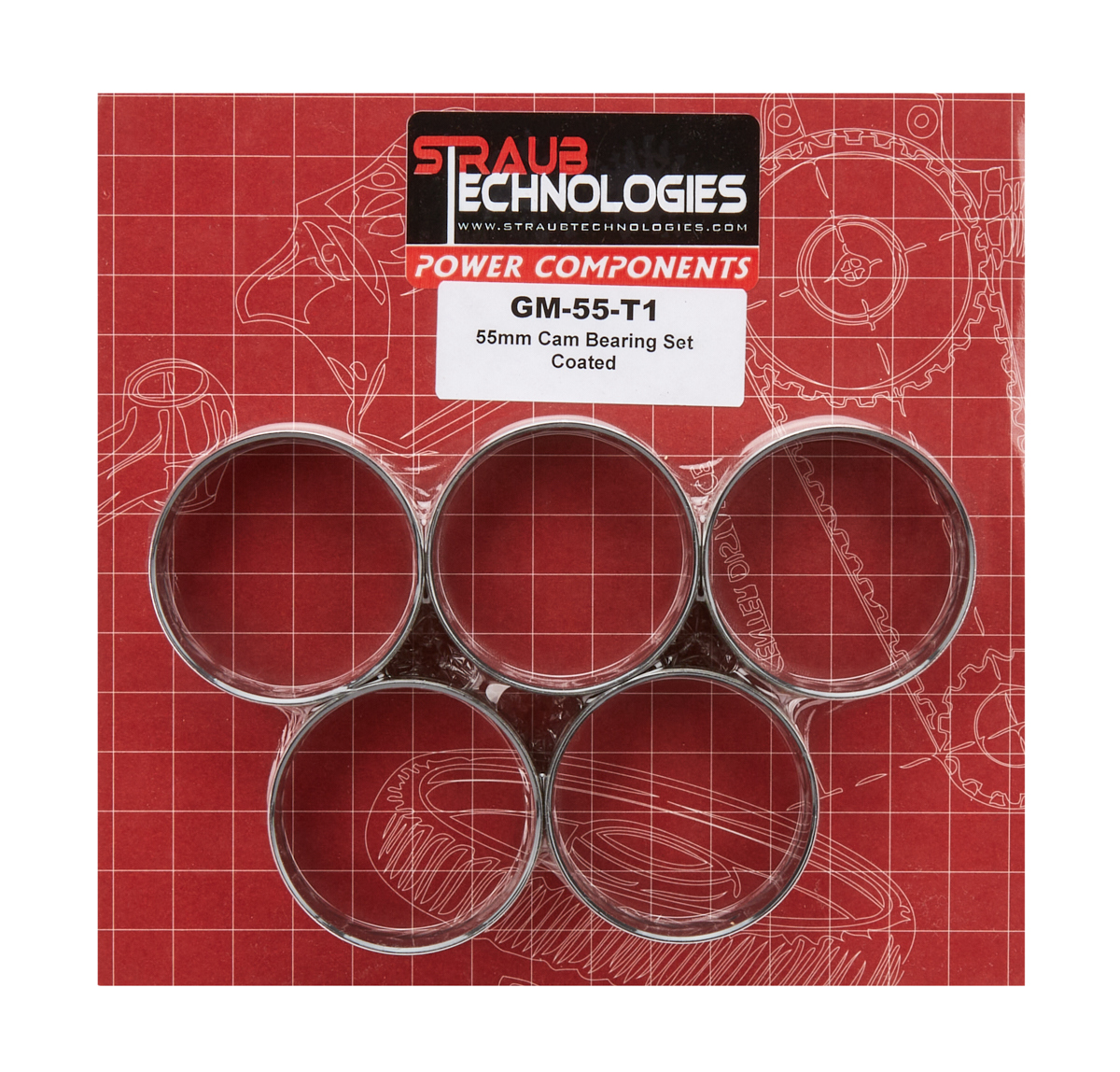 Straub Technologies Inc. strgm-55-t1 | STRAUB TECHNOLOGIES INC. 55mm Babbit Cam Bearing Set -Coated w/1 Hole