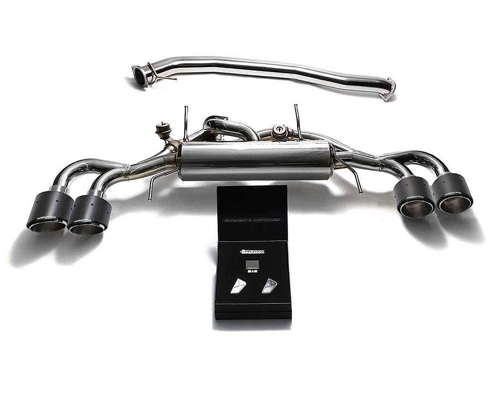 Armytrix NI35S-QC47 | ARMYTRIX Stainless Steel Valvetronic Catback Exhaust 90mm System Nissan GT-R R35 with Quad Carbon Tips; 2009-2019