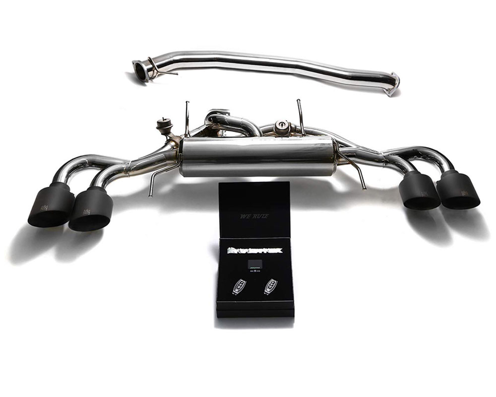 Armytrix NI35S-QS12M | ARMYTRIX Stainless Steel Valvetronic Catback Exhaust 90mm System Nissan GT-R R35 with Quad Matte Black Tips; 2009-2019