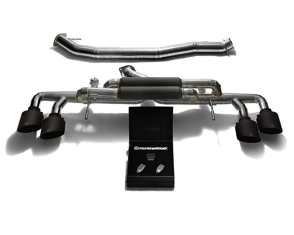 Armytrix NI35T-QT11M | ARMYTRIX Titanium Valvetronic Catback Exhaust 90mm System Nissan GT-R R35 (Ti) with Quad Matte Black Tips; 2009-2019