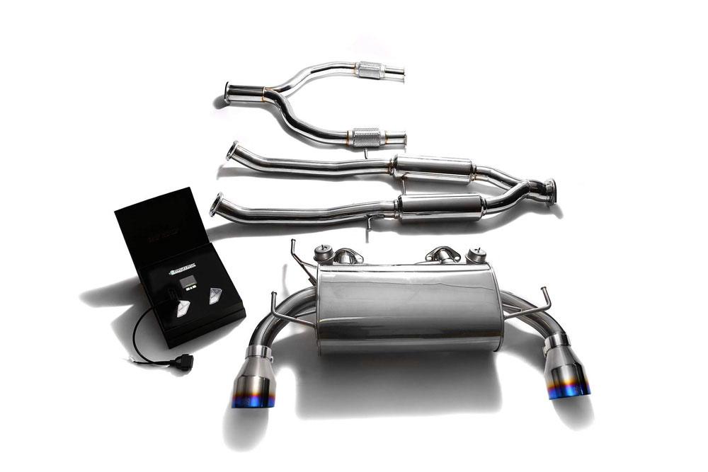 Armytrix NIZ37-DS13B | ARMYTRIX Stainless Steel Valvetronic Catback Exhaust System Nissan 370Z with Dual Blue Coated Tips; 2009-2020