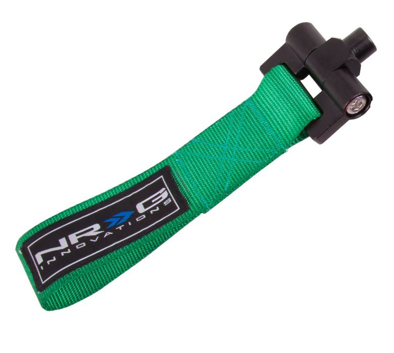 NRG tow-141gn | Bolt-In Tow Strap Green - Nissan 370Z 08+ / Infiniti G37 08+ (5000lb. Limit); 2008-2023