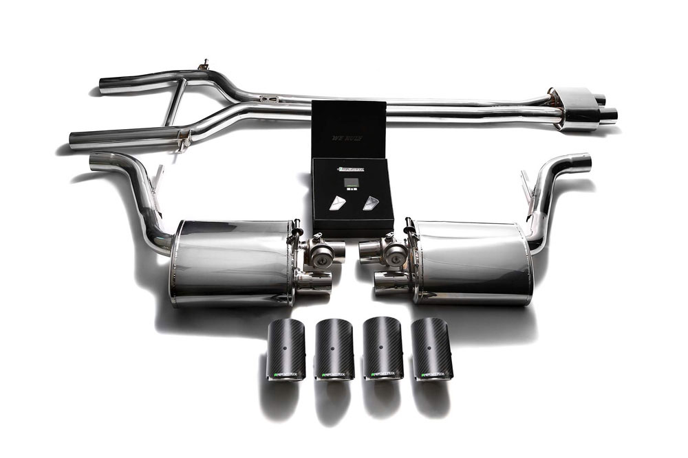 Armytrix P70N1-QC11 | ARMYTRIX Stainless Steel Valvetronic Exhaust System Porsche 970 Panamera with Quad Matte Carbon Tips; 2010-2013