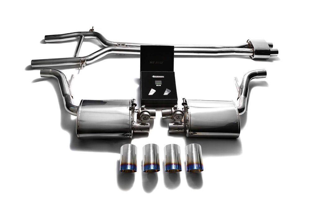 Armytrix P70N1-QS11B | ARMYTRIX Stainless Steel Valvetronic Exhaust System Porsche 970 Panamera with Quad Blue Coated Tips; 2010-2013