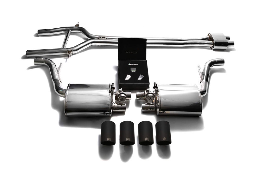 Armytrix P70N1-QS11M | ARMYTRIX Stainless Steel Valvetronic Exhaust System Porsche 970 Panamera with Quad Matte Black Tips; 2010-2013