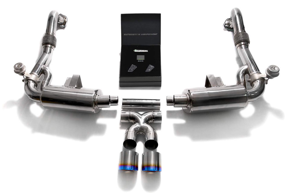 Armytrix P82T1-DS24B | ARMYTRIX Stainless Steel Valvetronic Exhaust System Porsche 718 Boxster with Dual Blue Coated Tips; 2017-2020