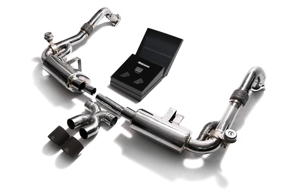 Armytrix P82T1-DS24M | ARMYTRIX Stainless Steel Valvetronic Exhaust System Porsche 718 Boxster with Dual Matte Black Tips; 2017-2020