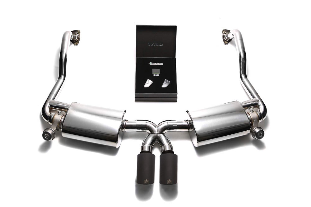 Armytrix P87N2-DS25M | ARMYTRIX Stainless Steel Valvetronic Exhaust System Porsche 987.2 Cayman PDK with Dual Matte Black Tips; 2009-2012