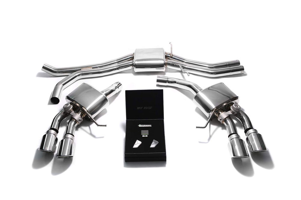 Armytrix PM36T-QS30C | ARMYTRIX Stainless Steel Valvetronic Exhaust System Porsche Macan S / GTS / Turbo with Quad Chrome Silver Tips; 2015-2020