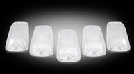 Recon 264159cl | Lighting GMC and Chevy 88-02 CK Heavy-Duty (5-Piece Set) Clear Cab Roof Light Lenses Only and Amber 194 LED Bulbs; 1988-2002