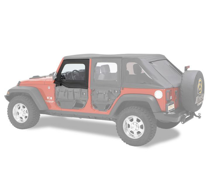 Bestop 51805-17 | Jeep 07-17 Wrangler 2-Dr/4-Dr; Front doors only HighRock 4x4 Element Doors Upper Fabric Half-doors; FRONT doors; 2007-2017