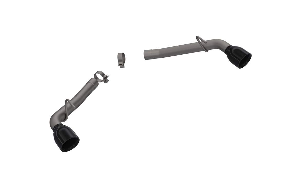 QTP 700114B | Camaro SS Eliminator Axle Back Muffler Delete with Dual Black Tips; 2014-2021