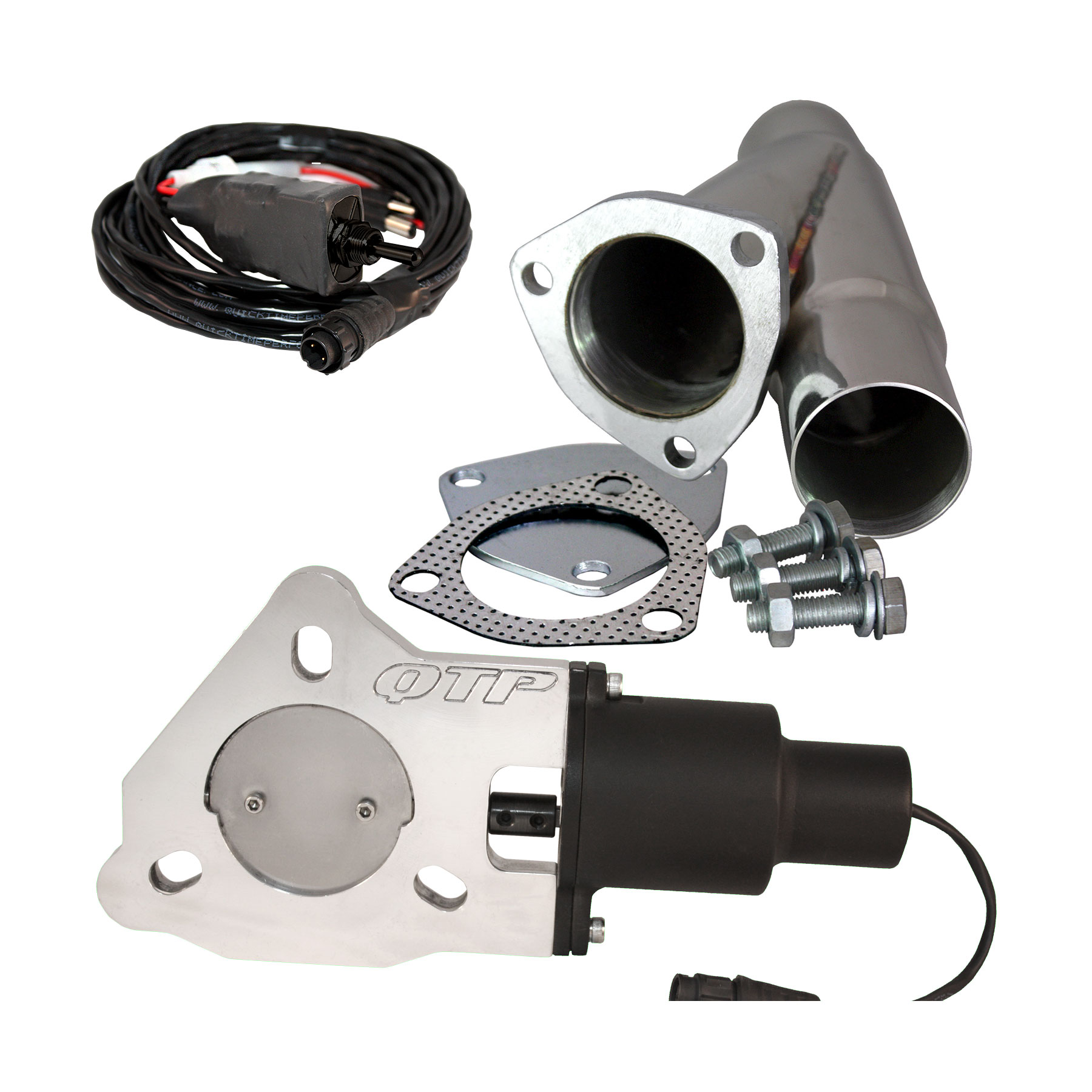 QTP QTEC225CP | QTEC 2.25in Electric Cutout and Y-Pipe Kit - Single