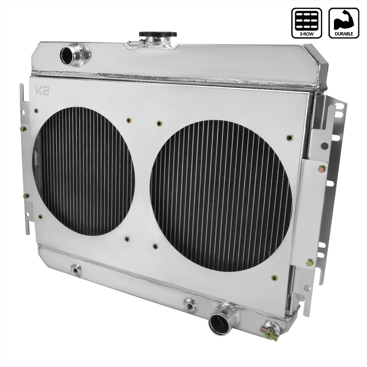 Spec-D Tuning rad3f-ipa63v8 | SPEC-D Tuning Chevrolet Impala V8 3 Row Radiator With Fan Shroud; 1963-1968