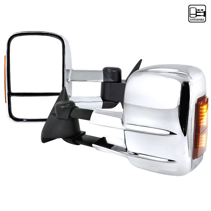 Spec-D Tuning rmx-c1088crled-m-zm | SPEC-D Tuning Chevrolet C10 Towing Mirrors Manual With LED Signal & Chrome Cover; 1988-1998