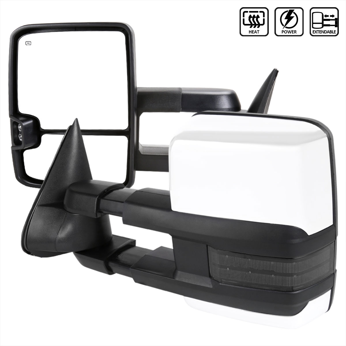 Spec-D Tuning rmx-c1088g2gledhp-fs | SPEC-D Tuning Chevrolet C10 Towing Mirror Chrome Cvr Power Heated Smk Led; 1988-1998