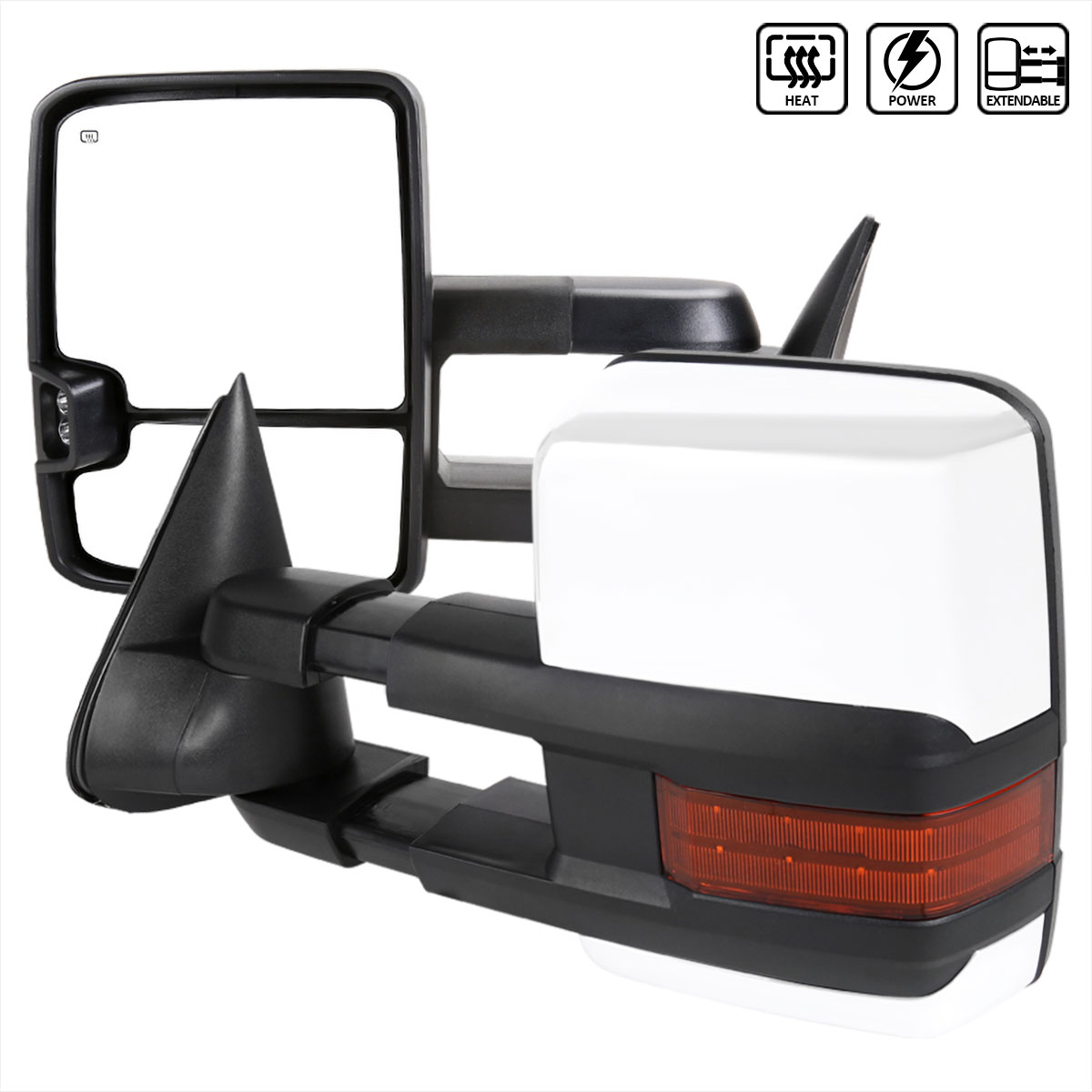 Spec-D Tuning rmx-c1088g2ledhp-fs | SPEC-D Tuning Chevrolet C10 Towing Mirror Chrome Cvr Power Heated Led; 1988-1998